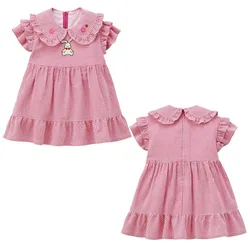 Japanese Girls Casual Dresses Cartoon Rabbit  Summer Short Sleeved Dress Girl Skirts Vestidos  Baby Clothes  Kids Skirt Robe