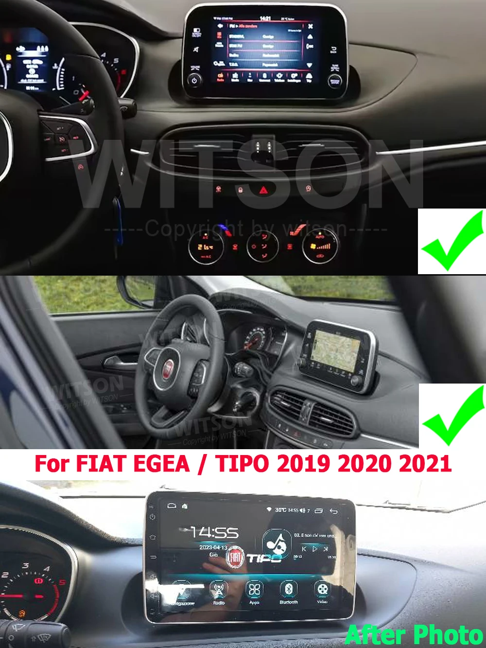 WITSON Car Radio Auto Android CarPlay GPS Bluetooth For FIAT TIPO / EGEA 2016 - 2019 Audio 9 inch Multimedia Player WIFI DSP RDS