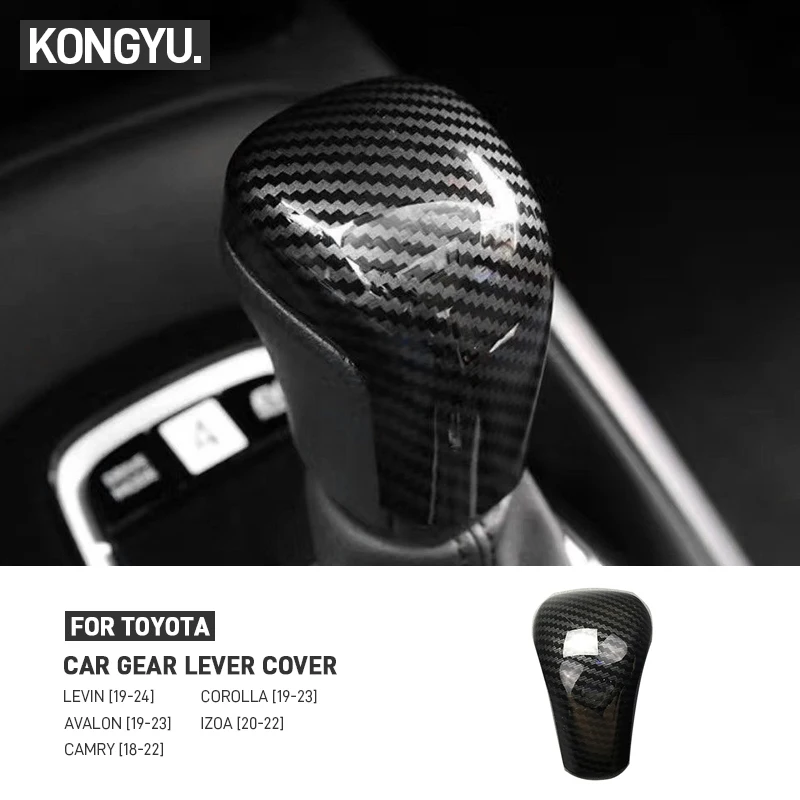 

Dry Carbon Fiber Car Gear Shift Knob Handle Trim Cover Interior Accessories For Toyota Corolla Camry Avalon Levin Izoa 2019-2024