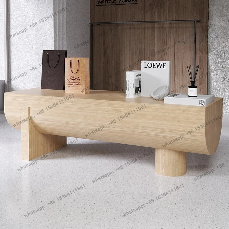 Commercial wood grain Nakashimadai wooden creative display table walnut color water table product booth