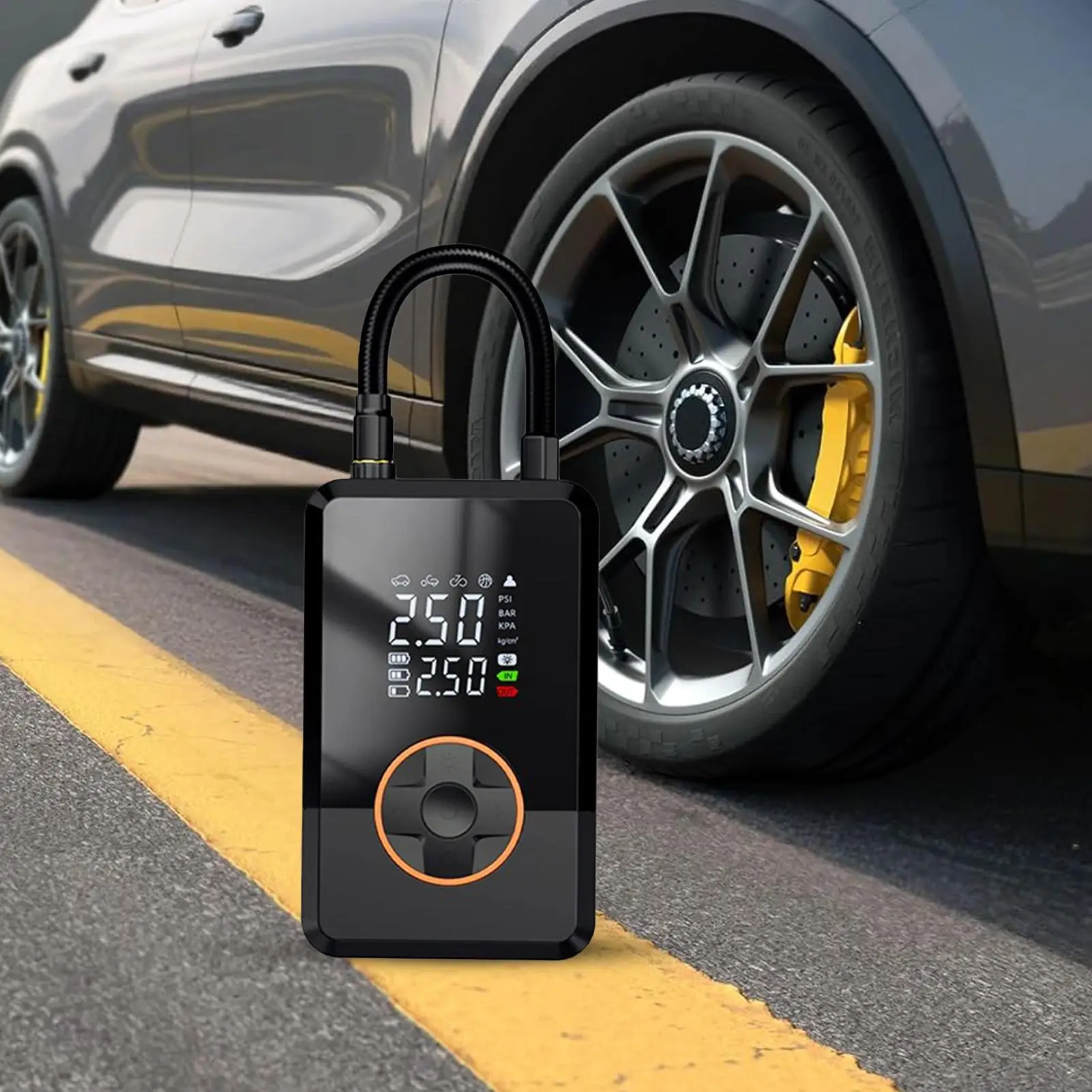 Air Compressor Portable 130 PSI Inflator Pump With LED Smart Air Compressor For Car Bike Auto Truck Road Outdoor Balloon Ball