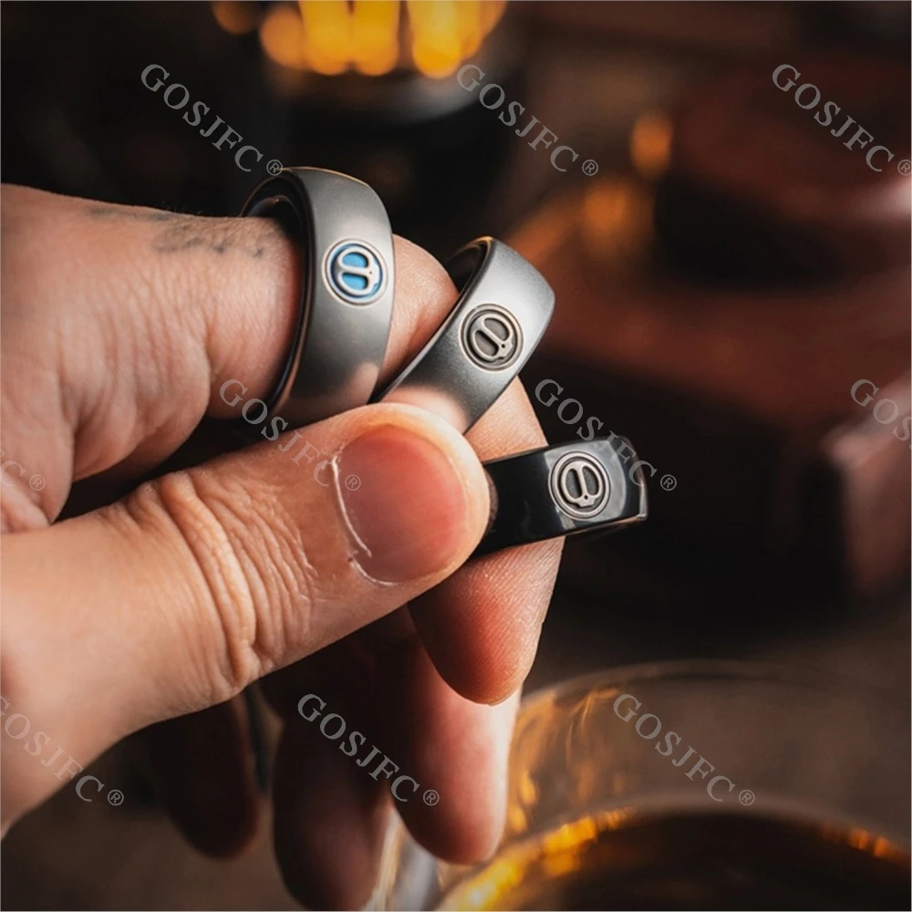 LAUTIE Mechanic I Spy Wars anillo de trinquete magnético Spinner Fidget juguetes para adultos tamaño L anillo de circonio de titanio de aluminio