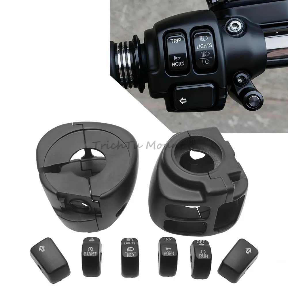 

Мотоциклетный черный руль, корпуса переключателя управления, крышка, колпачки для кнопок, комплект из АБС-пластика для Harley Sportster Forty-Eight XL1200X 2014-2022
