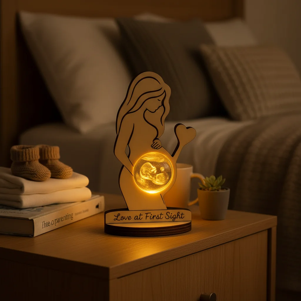 Custom Photo Night Light Personalized 3D Crystal Ball LED Lamp for Baby Ultrasound Wedding Couple Parents Keepsake Decor Gift view 2