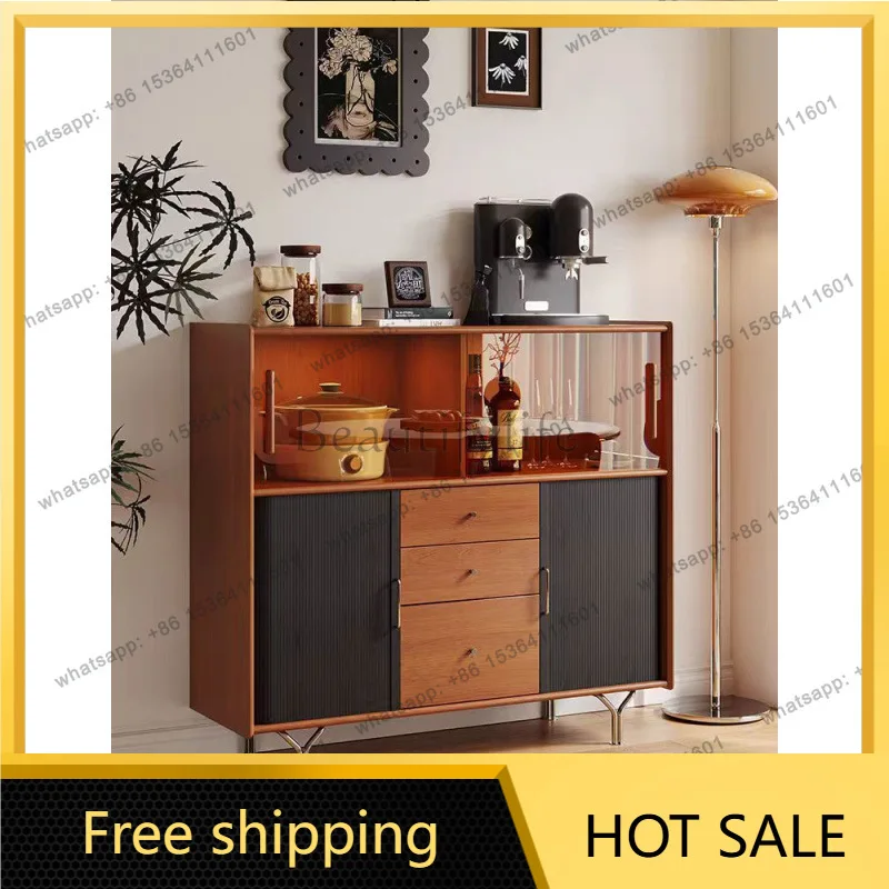 LJY new medieval solid wood dining side cabinet boxwood small apartment cabinet