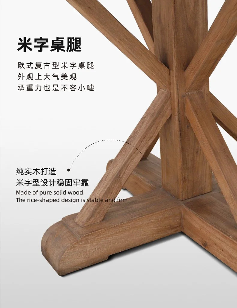 طاولة طعام ريفية فرنسية قديمة من الخشب الصلب رعوية B & B wabi ساندي ويند طاولة مستديرة صغيرة من القرون الوسطى لتناول الطعام #5