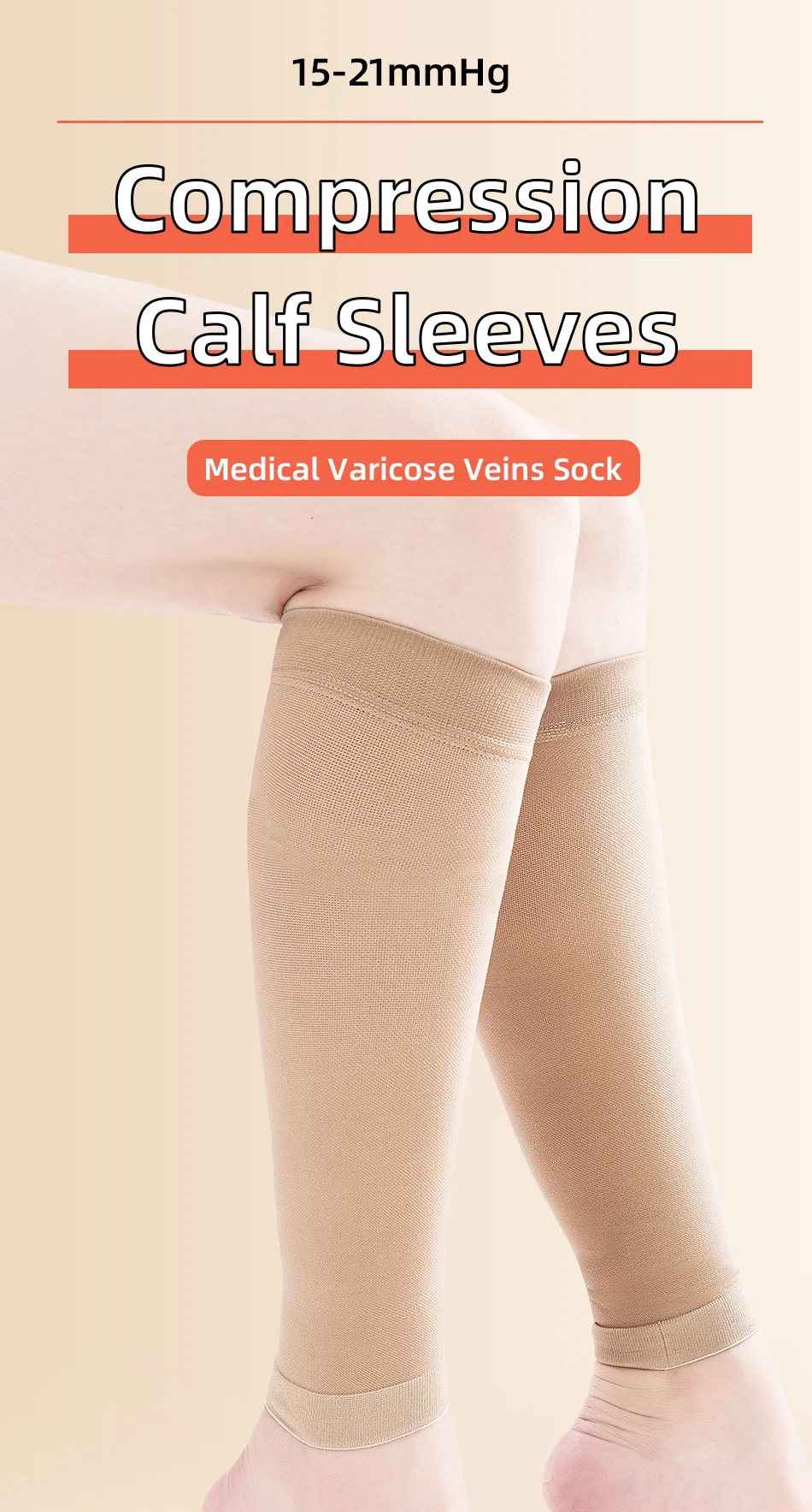 Legbeauty 15-21mmHg Übergroße Kompressions-Wadensocken für Damen, Elastische Athletische Laufsocken ohne Fuß, Wadenkompressionsstrümpfe gegen Krampfadern, S-7XL – Detail 1