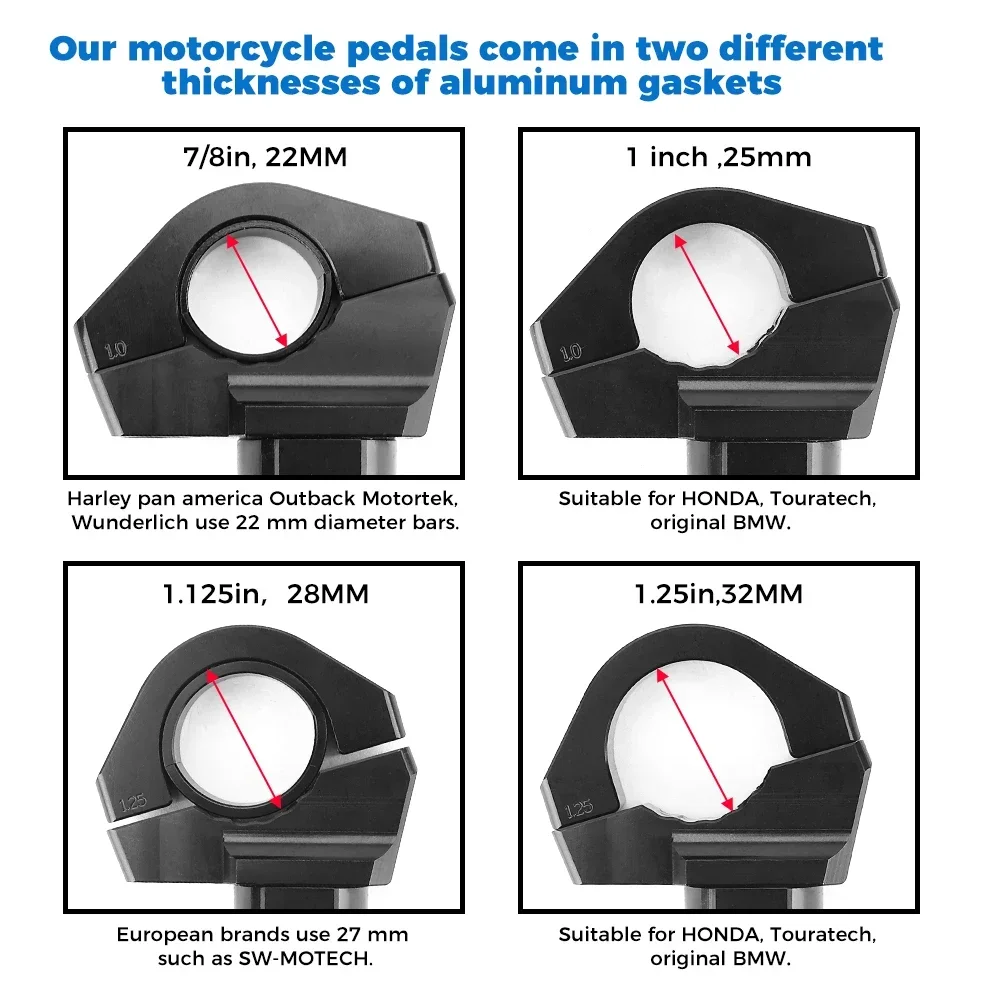 Universelle 22-32mm Motorrad-Crashbar-Fußstütze für Street-Cruise-Bikes, passend für BMW R1200GS R1250GS F850GS F750GS Zubehör – Detail 8