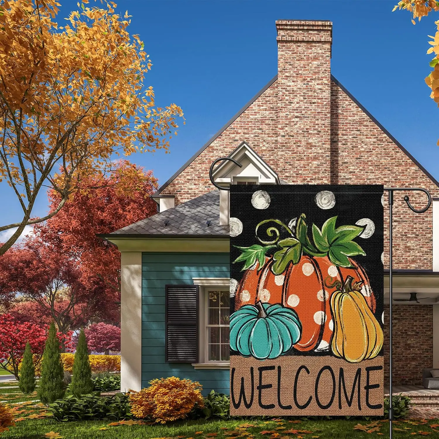 Fall Pumpkin Garden Flag 12x18 Inch Double Sided, Burlap Vertical Welcome Fall Garden Flag Autumn Thanksgiving Farmhouse Yar SSL