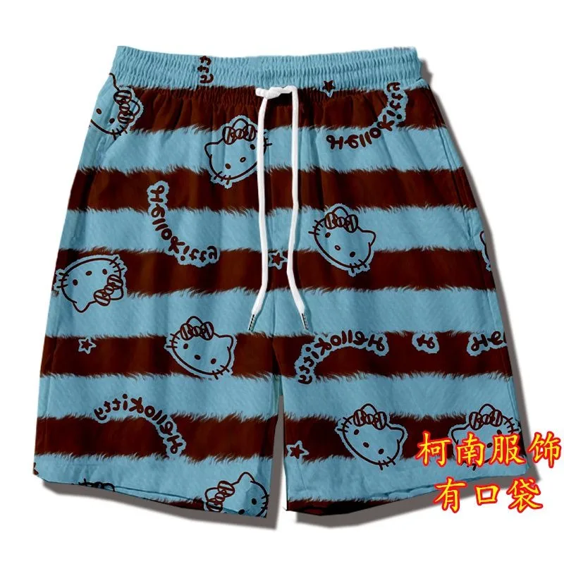 Zomer Nieuwe Print Kt Kat Shorts Broek Meisjes Jongens Thuis Vijf Punten Pyjamabroek Losse Kleding Kawaii Sanrio Anime Hello Kitty Gift