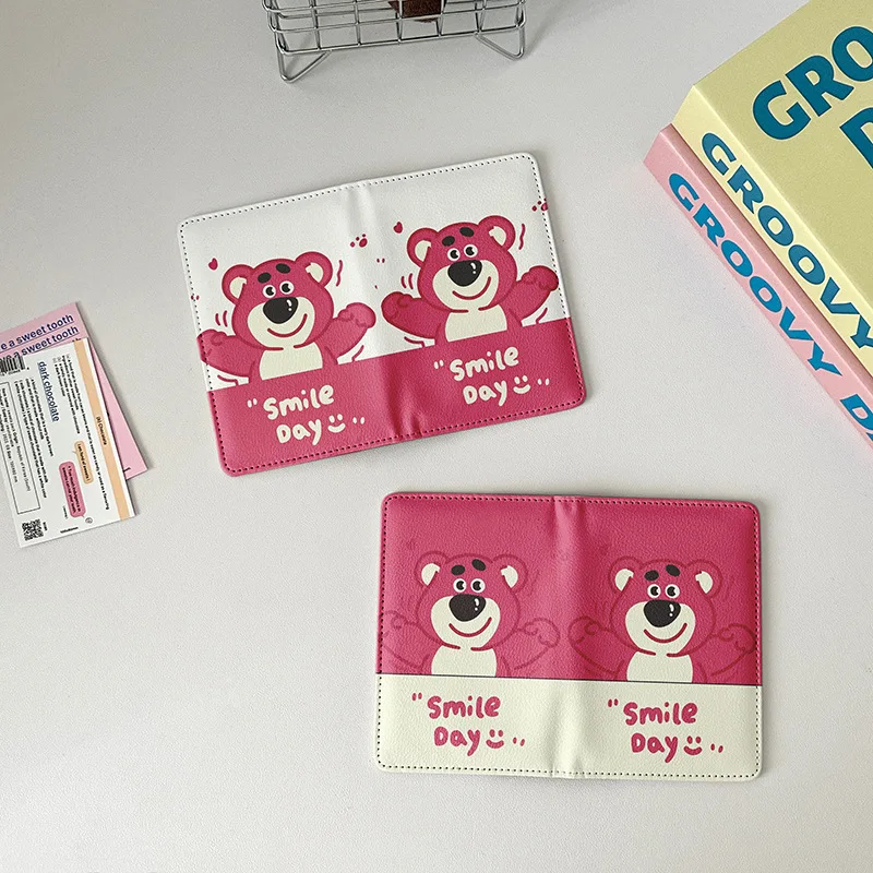 Cute Panda Passport Cover Girl Cartoon Pink Bear Bank Credit Card Passport Holder Case Women Travel Accessories Passport Wallet view 5