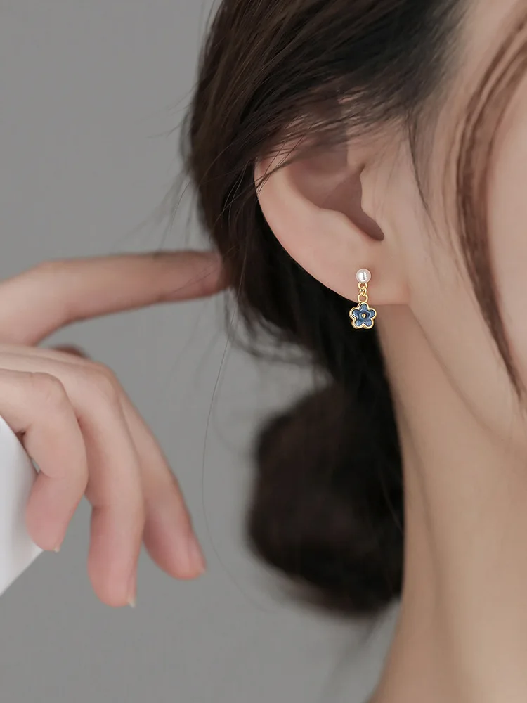 925 Silver Flower Stud Earrings Women Style Cute Sweet Jewelry Accessories Simple Fashion Jewelry Accessories