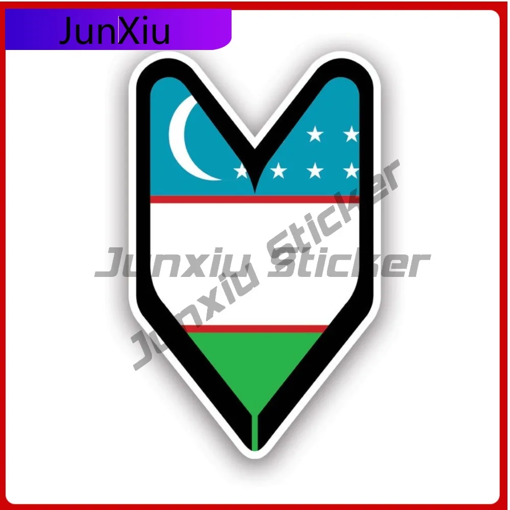 Uzbek Driver Badge Sticker Creative Decals Wakaba Green Leaf Shoshin Beginner Driver Sign Soshinoya Uzbekistan Uzb Uz Safety
