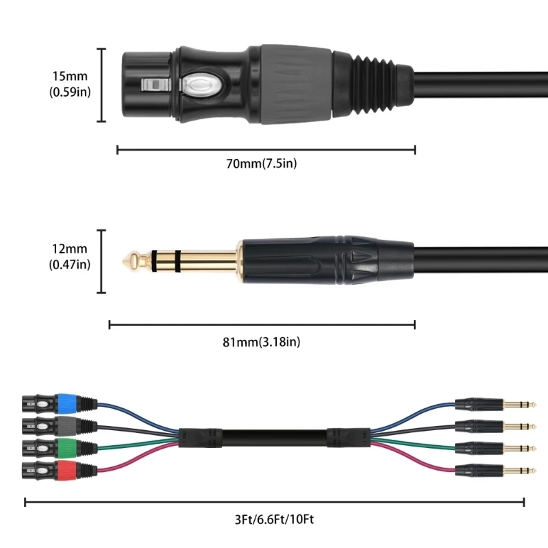 4-Channel Balanced Snake Cable for Live Sound Routing Setups HX5E