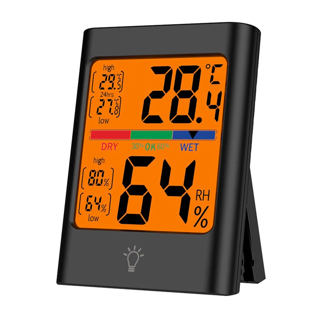 Accurate Temperature Humidity Readings Tools Indoor Temperature Black Hygrometer Magnet Versatile Design Innovative Magnet