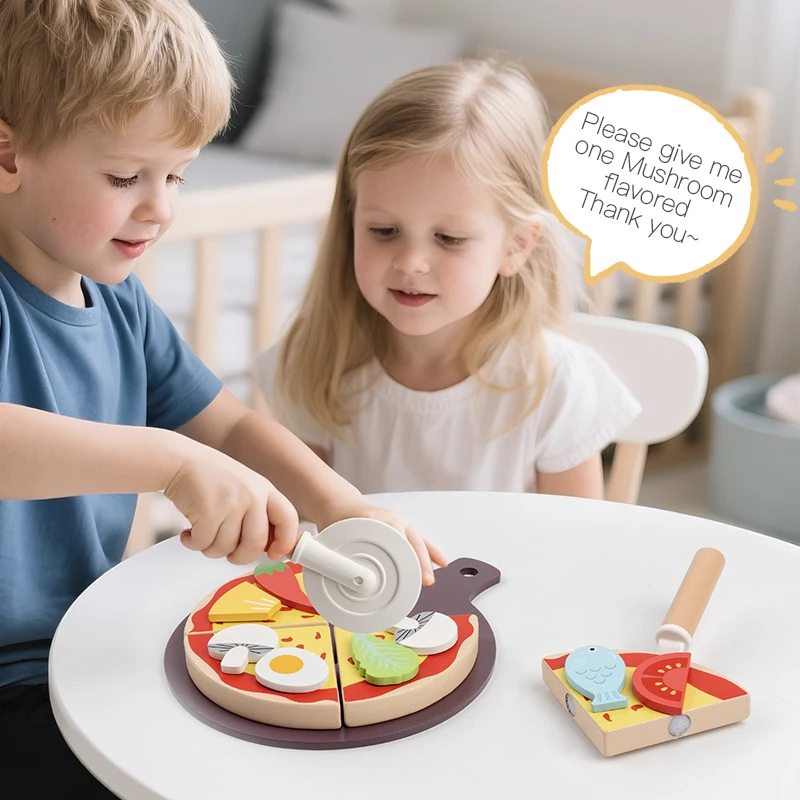 キッチンごっこ遊びおもちゃ木製シミュレーション食品アクセサリーピザサラダデザートセットモンテッソーリ教育玩具幼児ギフト用