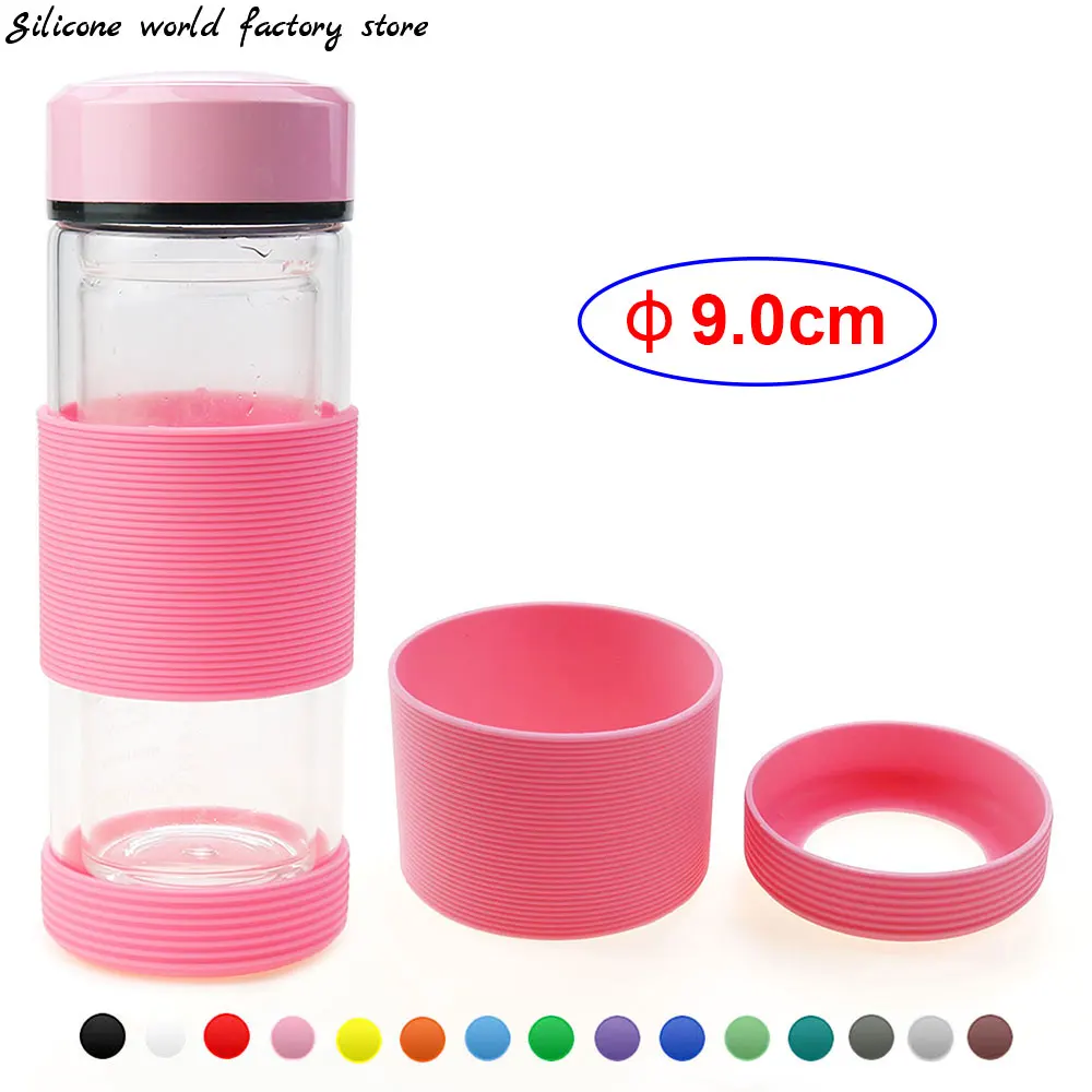 Silicone world 2pcs/set 9.0CM Threaded Silicone Cup Bottom Protective Cover Water Cup Cover 90MM Heat Insulated Cup Sleeve