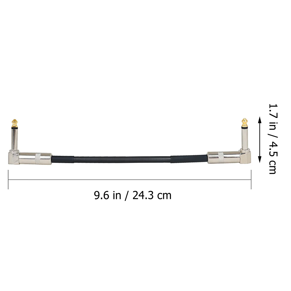 Kabel Efek Gitar Efek Kepala Logam 30Cm Kabel Patch Pengurang Kebisingan Garis Efektor Hitam Tahan Lama Audio Panggung
