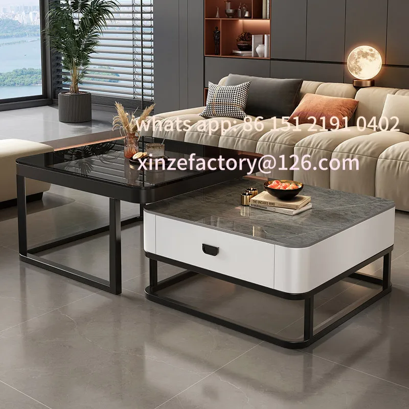 

Customizable light luxury extremely simple glass household living room coffee table small apartment coffee table TV cabinet