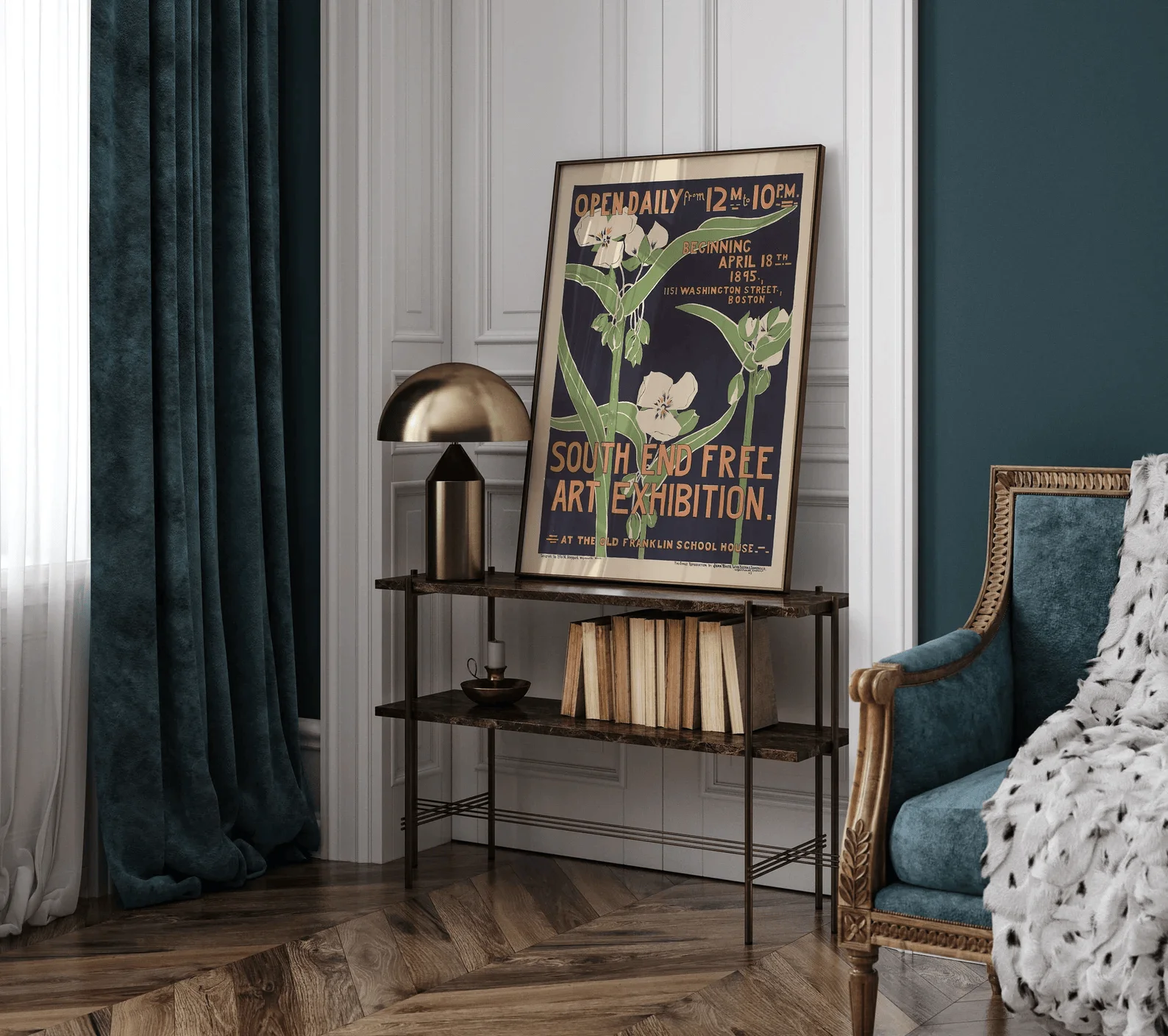 Art Nouveau Poster, Vinage Exhibition Poster, South End Free Art Exhibition, Vintage Art Trendy Print, Home Decor Print Wall Art