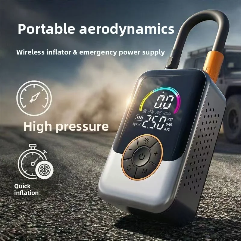 Pompa ad aria portatile senza fili, gonfiatore per pneumatici per auto, compressore d'aria elettrico con display LCD, compressore d'aria, gonfiatore per pneumatici completamente automatico