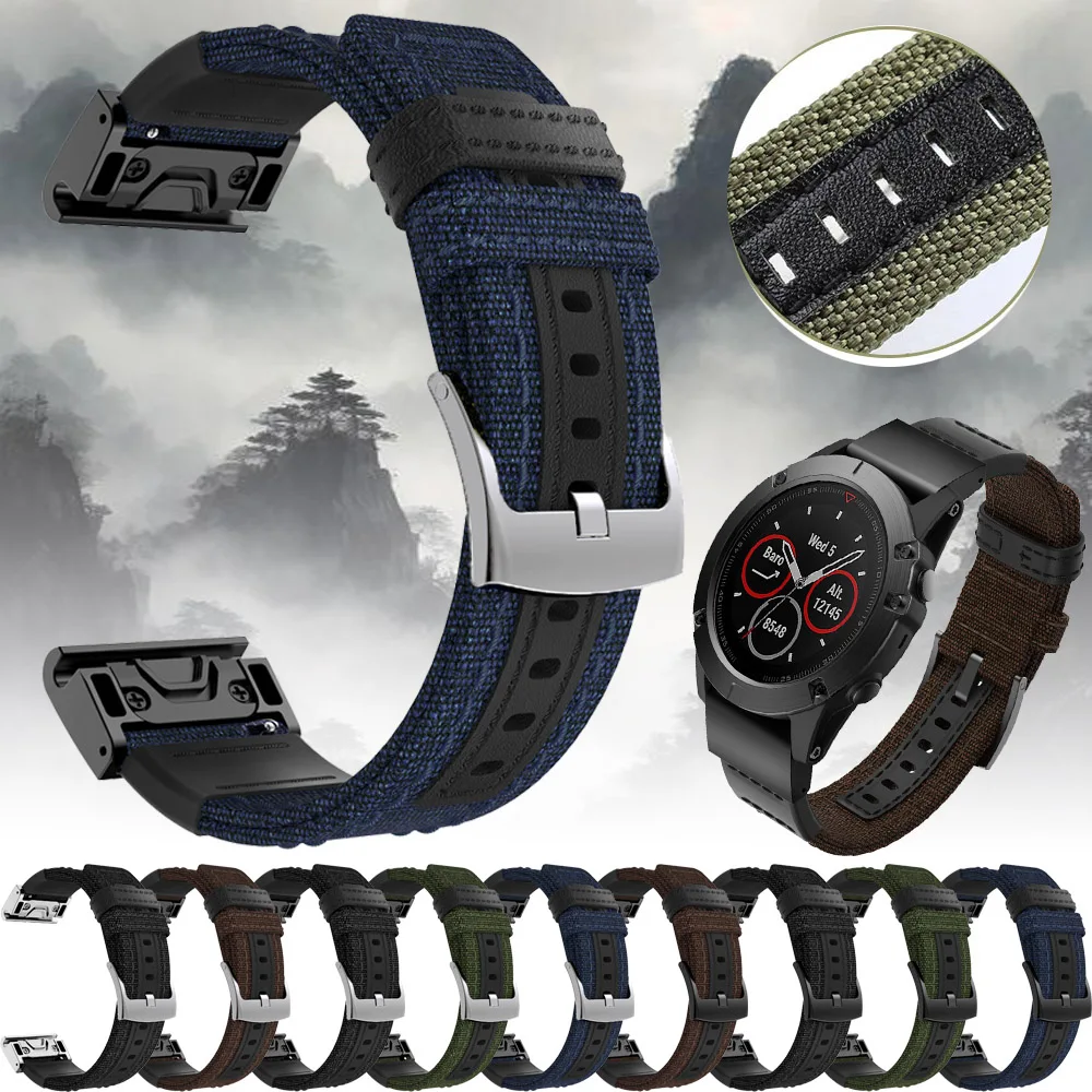 

Холщовый ремешок QuickFit 26/22 мм для Garmin Fenix 7X 8 7 Descent G1 6X 6 Pro 5 5X Plus 3HR Tactix8 7, замена умного браслета