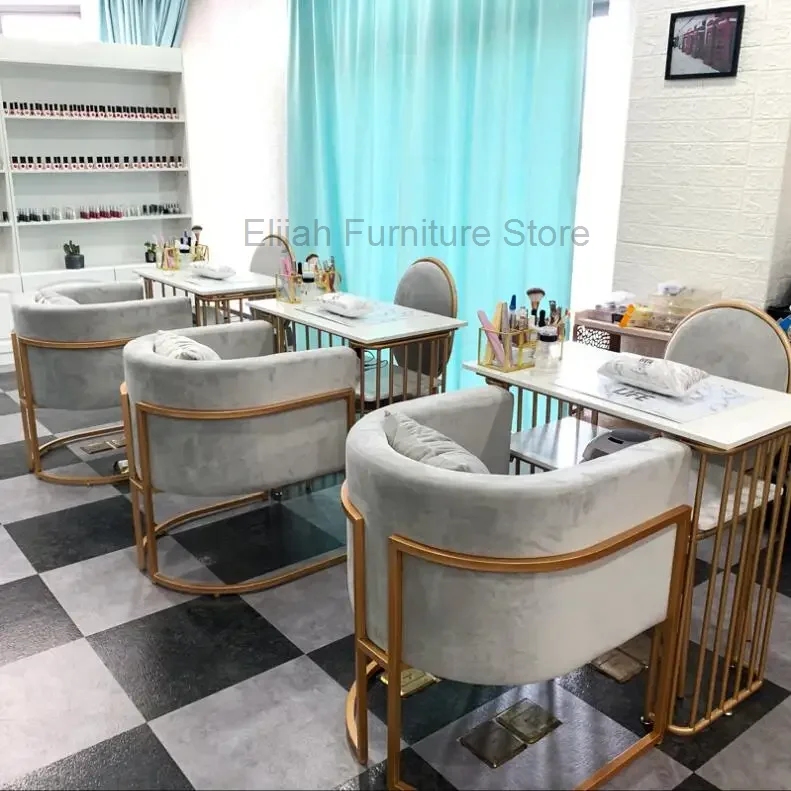 Ins Nordic marble net red manicure table iron single double manicure table chair set