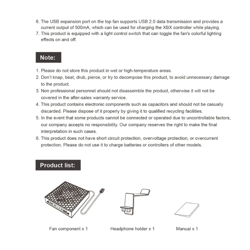 2023 新しい冷却システム速度調整可能な冷却ファン RGB ライトヘッドフォンホルダー USB エクステンダーポート冷却ファン付き