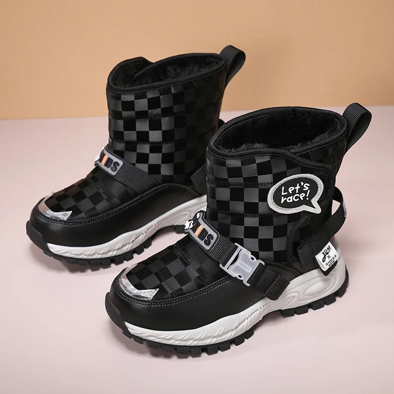 Hot Style Children Snow Boots Hig Top Velvet and Thicken Kids Boots Girl Boys  Anti-slip Wear-resistant Shoe Child Cotton Boot