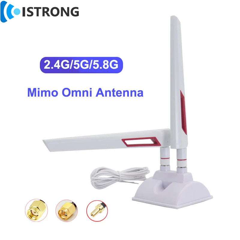 

WiFi Router Dual Band Mimo Antenna Amplifier With 3m External Extension Magnetic Base 2.4/5.8G Network Card Antenna Signal Boost