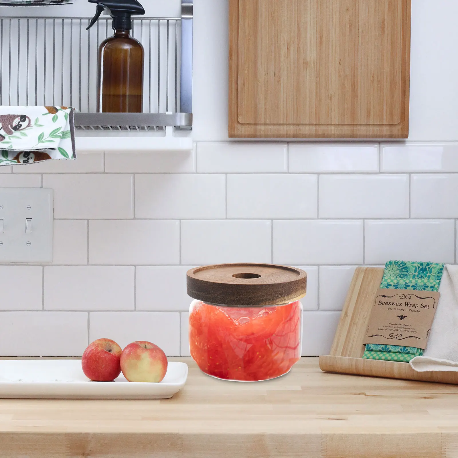 

350 ML Food Containers Glass Spice Jar Airtight Tea Canister Coffee Bean and Sugar Jars Display