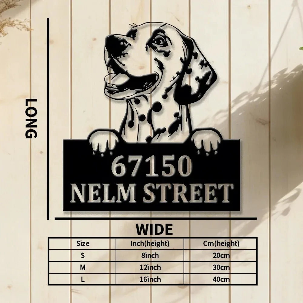 1pc 2D Flat Custom Dalmatian Dog Metal Plaque Personalized Address Welcome Hanging Ornament Front Porch Home Decor Housewarming