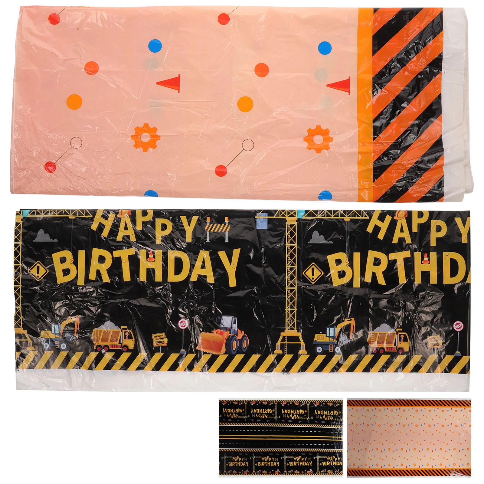 

2pcs Excavator Tablecloth Construction Birthday Party Decorations Kids Rectangle Covers Large Size Happy Activities