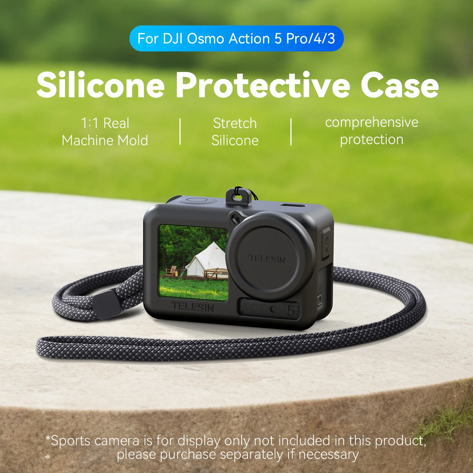 

TELESIN Soft Silicone Case For DJI OSMO Action 3 4 5pro Lens Cap Camera Drop Proof Protective Case For DJI Action 3 4 5pro
