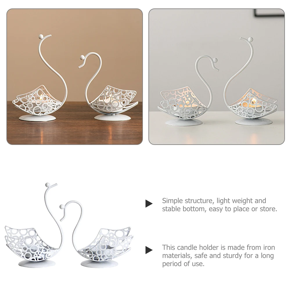 

2pcs Metal Hollow Swan Candlestick Elegant Tea Light Holders Decorative CandlestickVintage Home Accessories Tabletop Decor