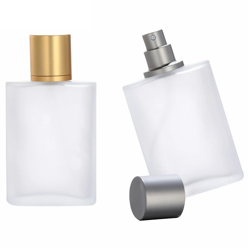 Garrafa De Perfume De Vidro Sandblasted, Spray Líquido, Garrafa Vazia, Fosco Dispenser, Maquiagem Sub-Bottling, Parafuso Superior, 50ml, 100ml, 1Pc