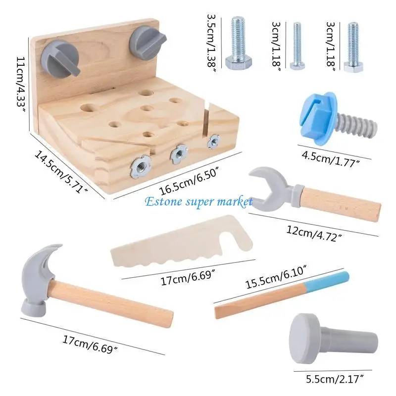 090b Kits à outils en bois avec Hammer Interactive Fitend for Play Indoor Board Game