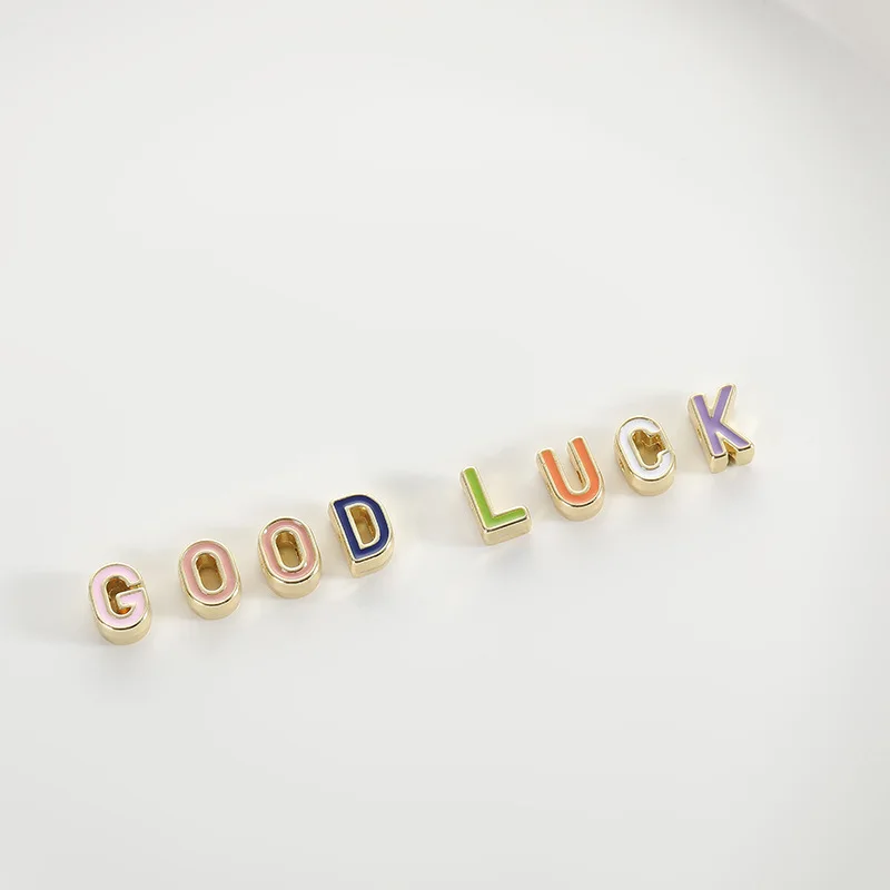 خرز حروف بسيط مثقوب مصنوع من خليط معدني، وخرز فاصل حروف يقطر الزيت، وإكسسوارات وحلي مصنوعة يدويًا