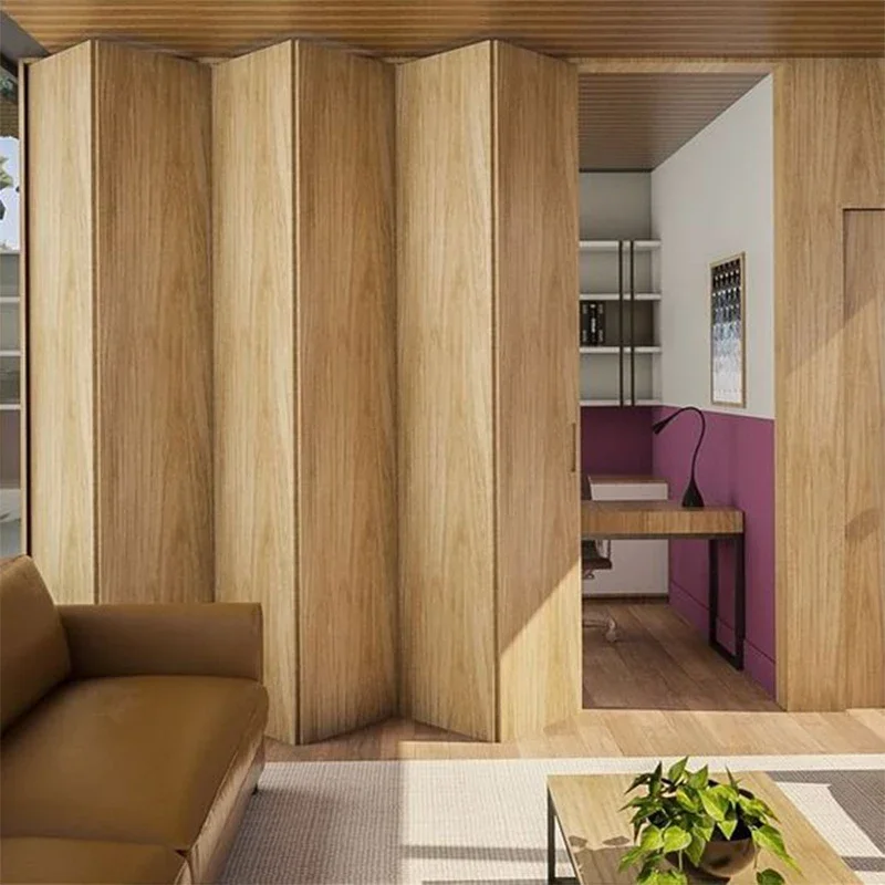 

Solid wood heavy-duty folding sliding hardware system Solid wood indoor partition double door