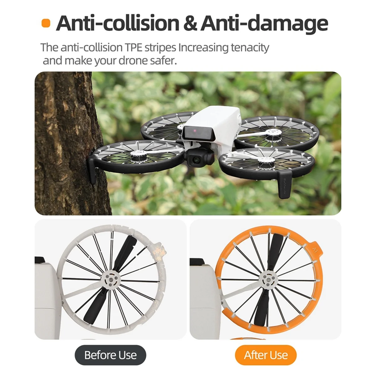 SUNNYLIFE لـ DJI Flip Paddle Protector المضادة للتصادمات بدون طيار الداعم حامل المروحة شفرة حماية حلقة الملحقات البرتقالية