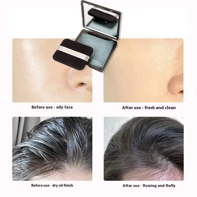 100 Sheets Oil-absorbing Paper With Mirror Case &Puff Portable Oil-holding Bamboo Charcoal Tea Paper For Oily Skin Makeup