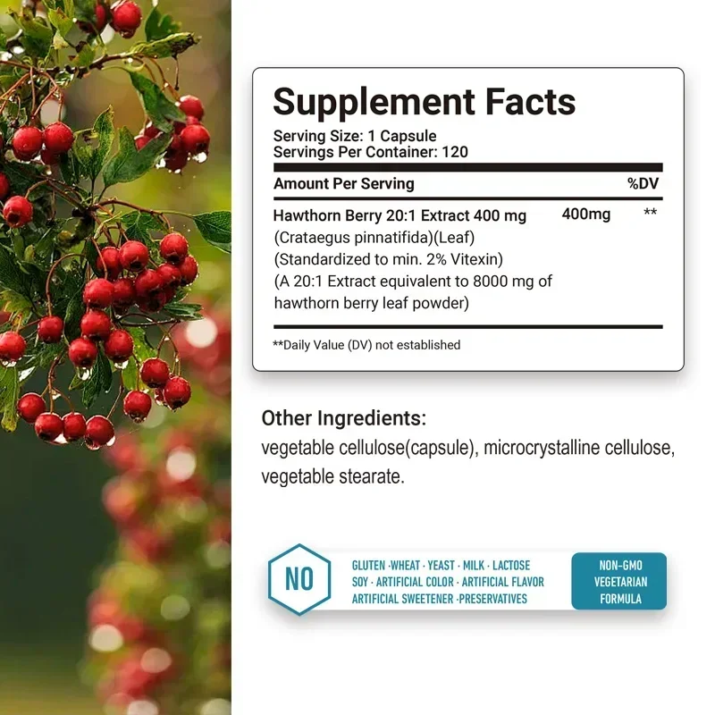 Hawthorn Berry - Digestive and Heart Health Support - Non-GMO, Gluten Free