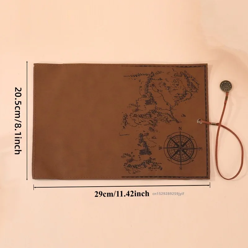 1PC Creative Treasure Map Retro Pencil Case Leather Large Capacity Roll Pencil Bag Embossed Buckle Simple Stationery Box Roll Po