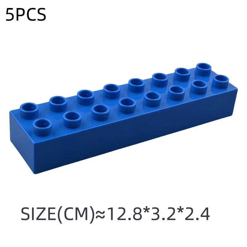5Pcs 2*8 Dots Big Size Colorful Building Blocks Large Thick Bricks Educational Creative Kid Toys Compatible