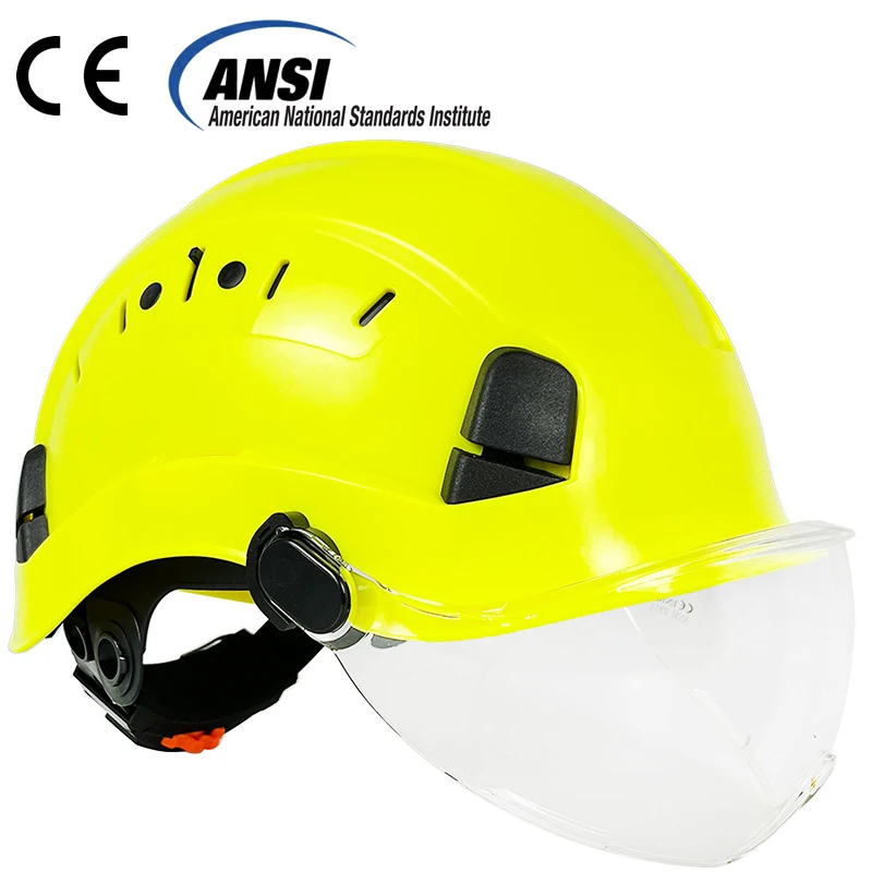 CE Construction Safety Helmet With Goggles For Engineer Visor ABS Hard Hat Vents Industrial Work Head Protection