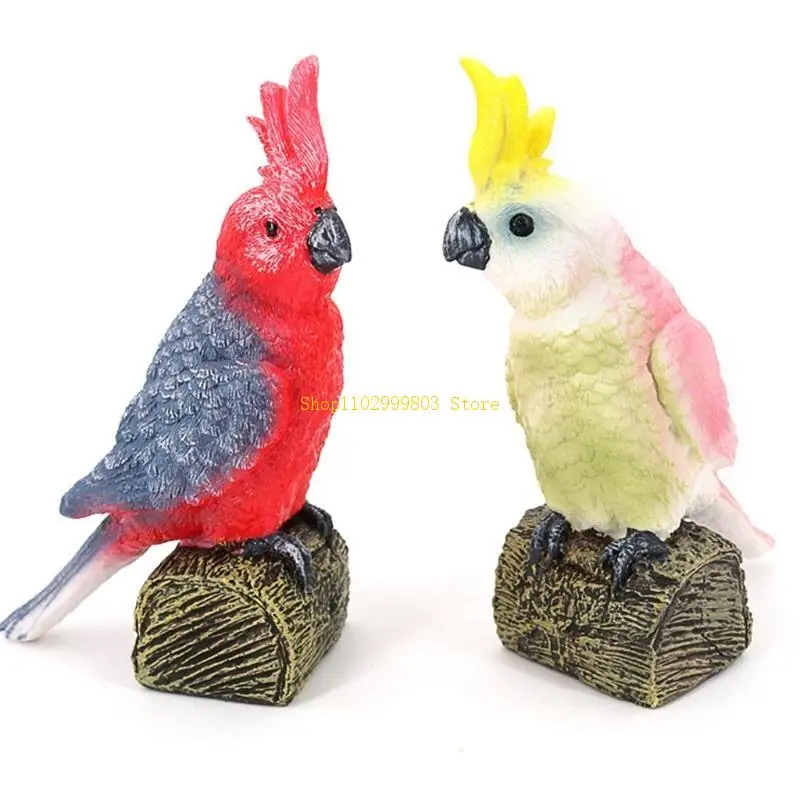 テーブル アクセサリー ミニチュア カカトゥア フィギュア スケール モデル オウム リアルな S J0MF 付き
