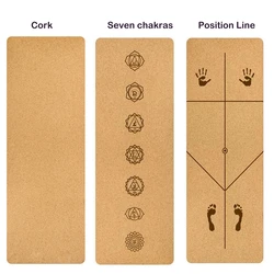 68cm*5mm Natural Cork Yoga Exercise Mat Widen TPE Pilates Fittness Mat with Position Line Non-slip Yoga Pad Gym Sports Mat