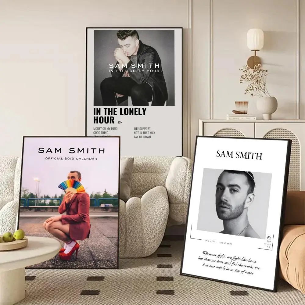 Singer S-Sam S-Smith Poster Waterproof Self-Stick Wall Art Stickers, Removable Wall Decor for Living Room and Bedroom