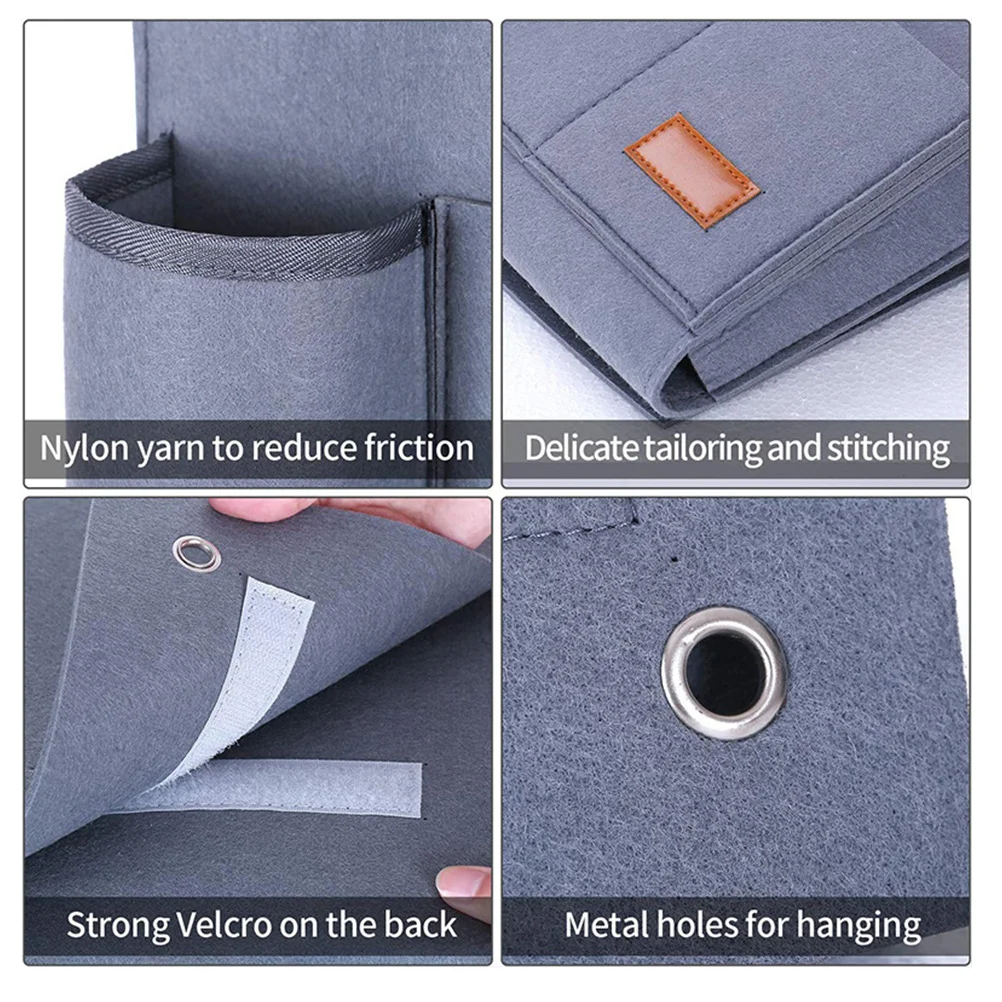 

High-Quality Felt Sofa Armrest Caddy Organizer Multi-Pocket Storage Pouch Bedside Couch Armrest Bag Practical Home Use