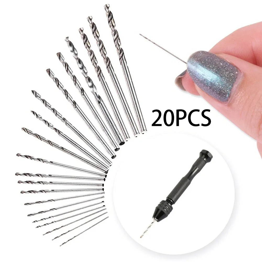 20pcs For mini Drill Bit Set with High Speed Steel for Woodworking Plastic and Electronics Repair in Transparent Drawer Box